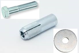 ACÉLDÜBEL M 6 + ALÁTÉT HATLAPFEJŰ CSAVARRAL - 20 MM