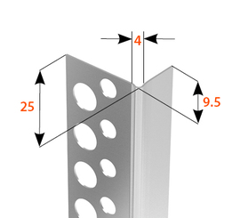 GIPSZK. ALU ÉLVÉDŐ  FELES 9,5 X 25 MM, 0,4MM VASTAG